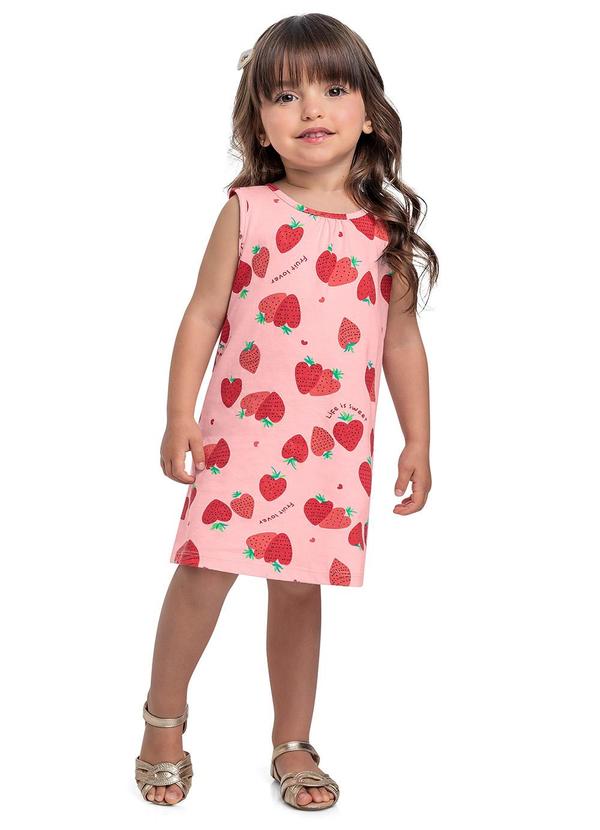 Vista 2 Vestido Morangos Infantil Rosa Bee Loop Bee Loop