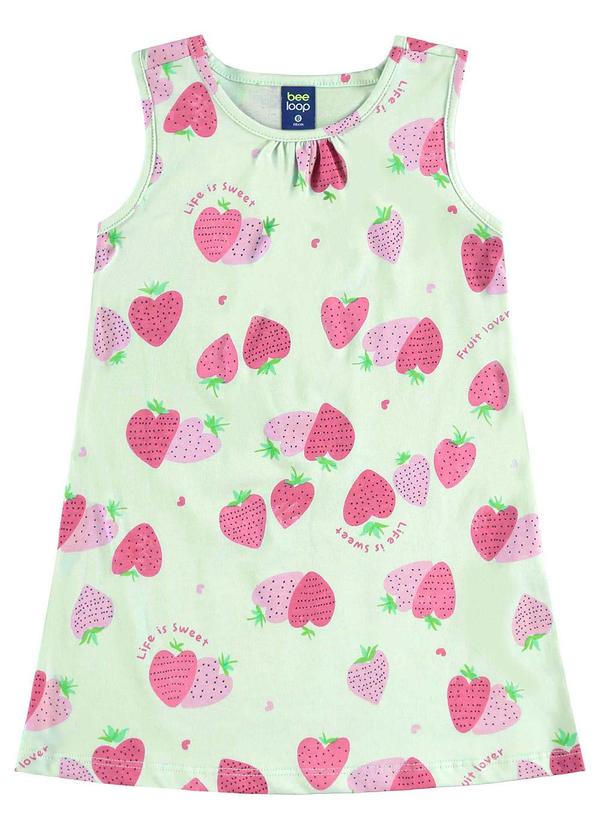Vista 2 Vestido Morangos Infantil Verde Bee Loop Bee Loop
