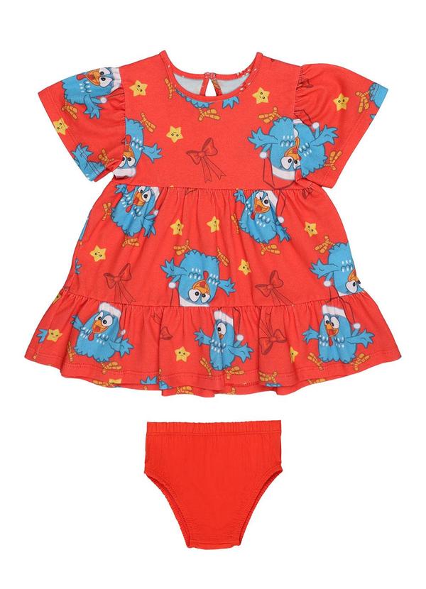 Vista 2 Vestido Natal Galinha Pintadinha Vermelho Galinha Pintadinha