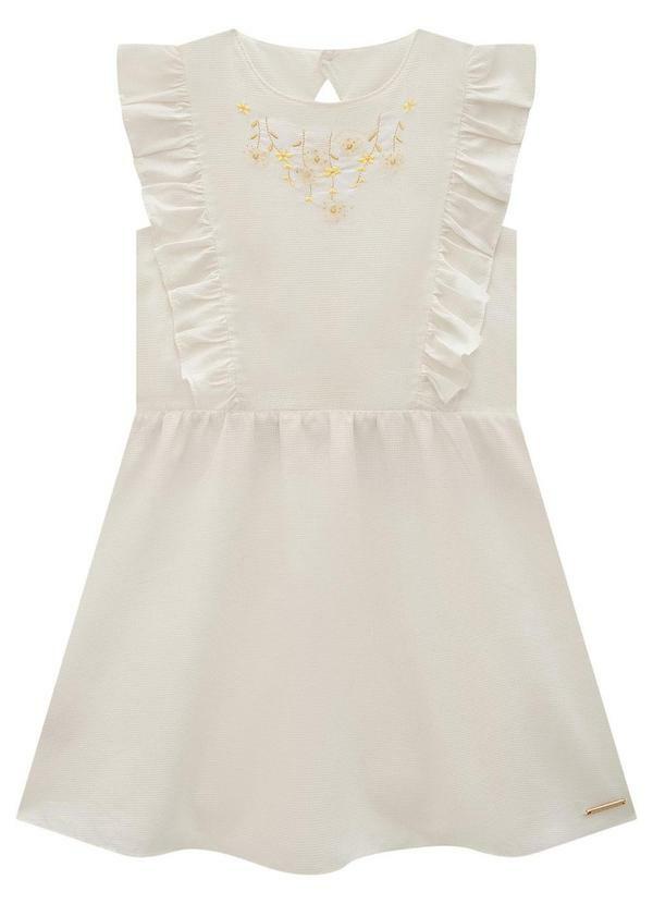Vestido Off White Curto Godê
