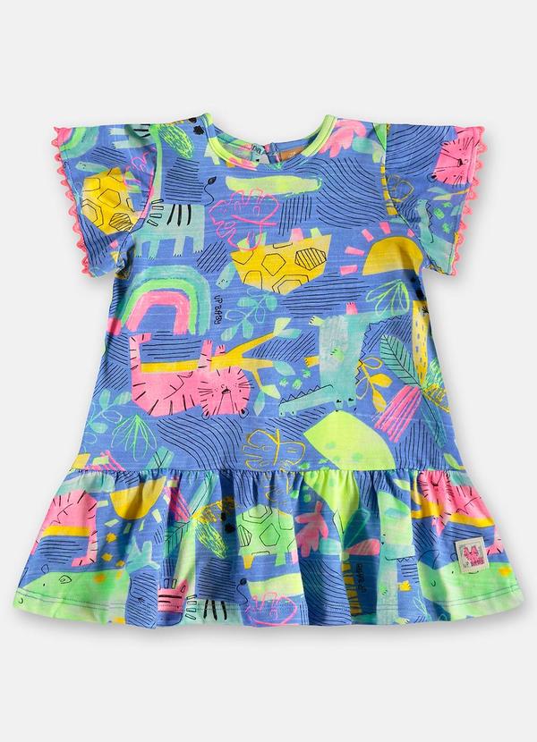 Vista 2 Vestido para Bebê em Algodão Azul Up Baby Up Baby
