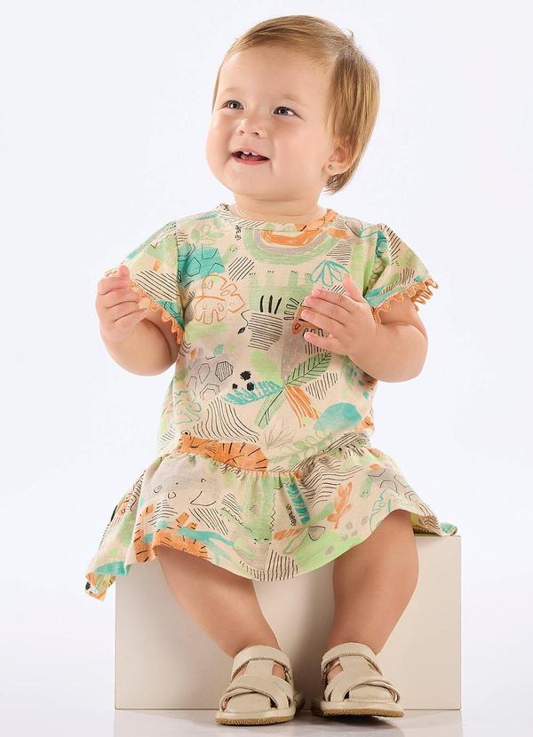 Vista 2 Vestido para Bebê em Algodão Up Baby Bege Up Baby