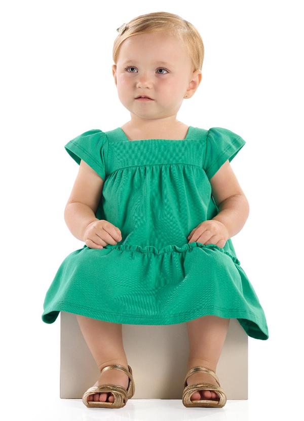 Vestido para Bebê em Cotton Verde