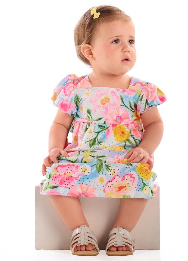 Vestido para Bebê em Laise Estampado Azul