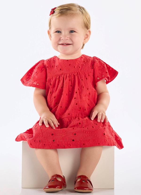 Vista 2 Vestido para Bebê em Laise Up Baby Vermelho Up Baby