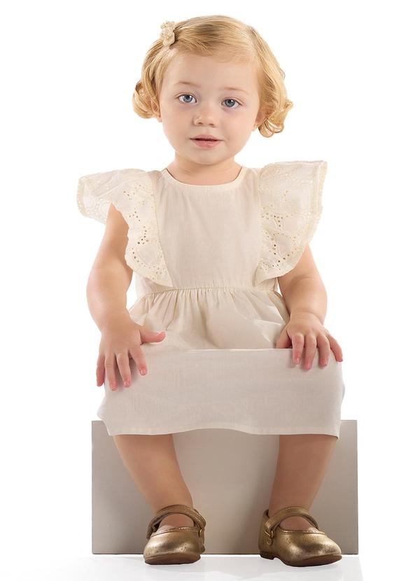 Vestido para Bebê em Tricoline Branco
