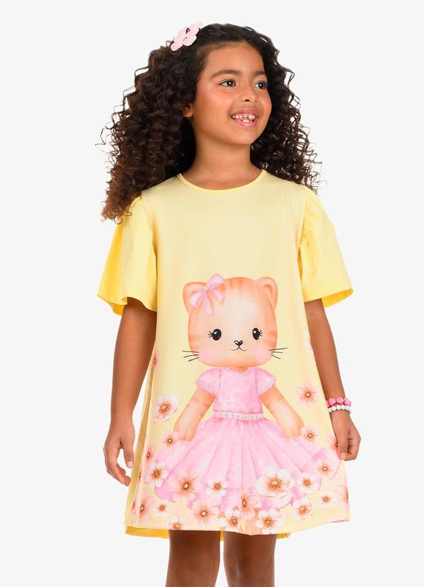 Vista 2 Vestido Poly Flex Touch - Meia Malha Amarelo Rovi Kids Rovi Kids