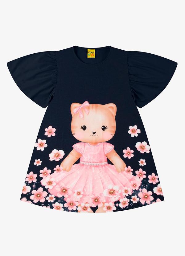 Vista 2 Vestido Poly Flex Touch - Meia Malha Azul Rovi Kids Rovi Kids