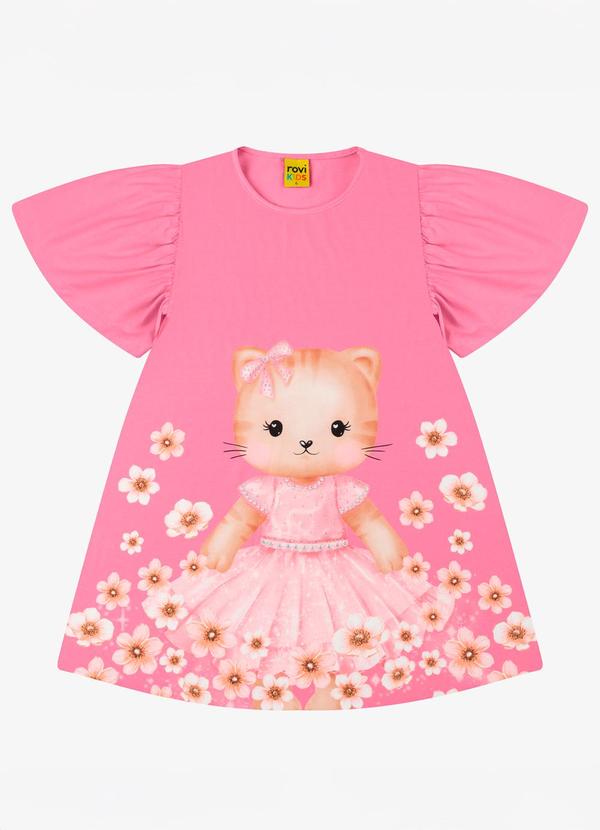 Vista 2 Vestido Poly Flex Touch - Meia Malha Rosa Rovi Kids Rovi Kids