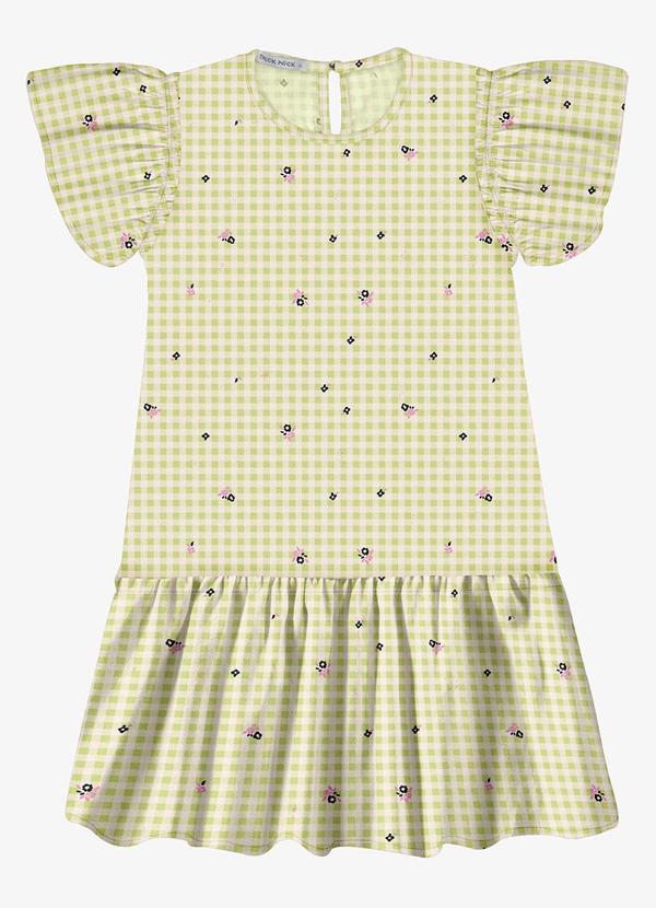 Vista 2 Vestido Popeline Estampado Verde Trick Nick Trick Nick