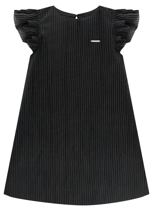 Vestido Preto Evasê Plissado