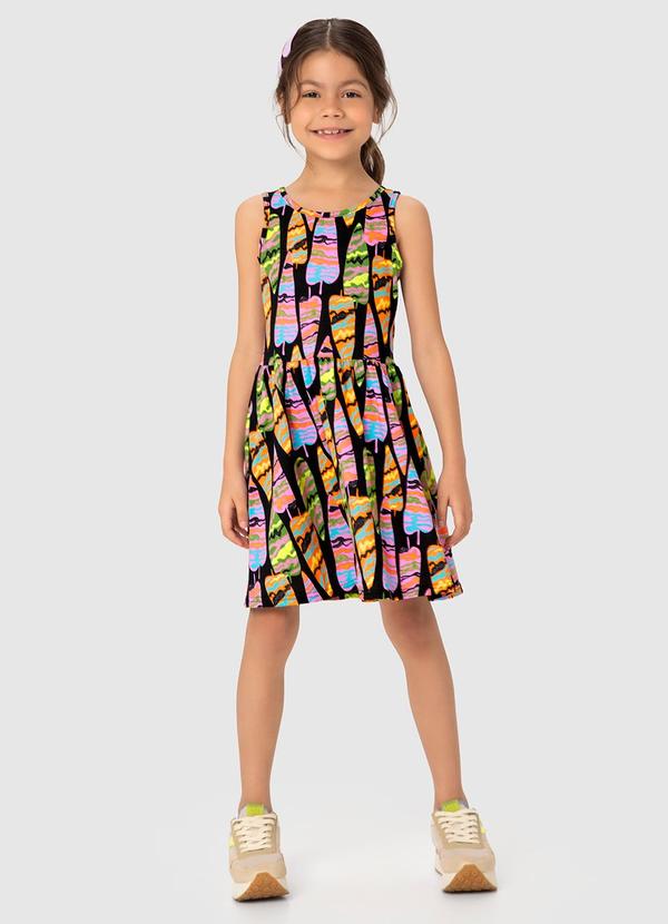 Vista 2 Vestido Preto Godê Folhagens Malwee Kids Malwee Kids