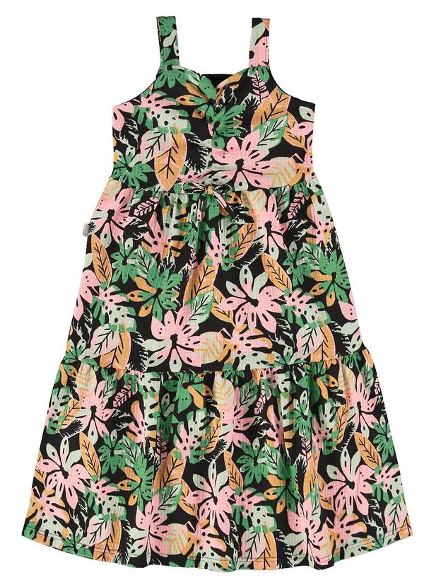 Vestido Preto Midi Tropical