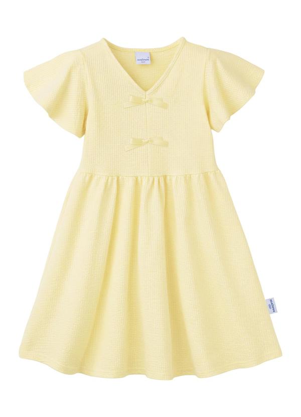 Vestido Rodado Acinturado Anarruga Amarelo Claro