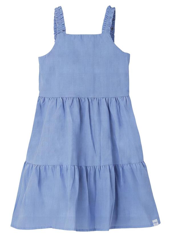 Vestido Rodado Acinturado Azul Pastel