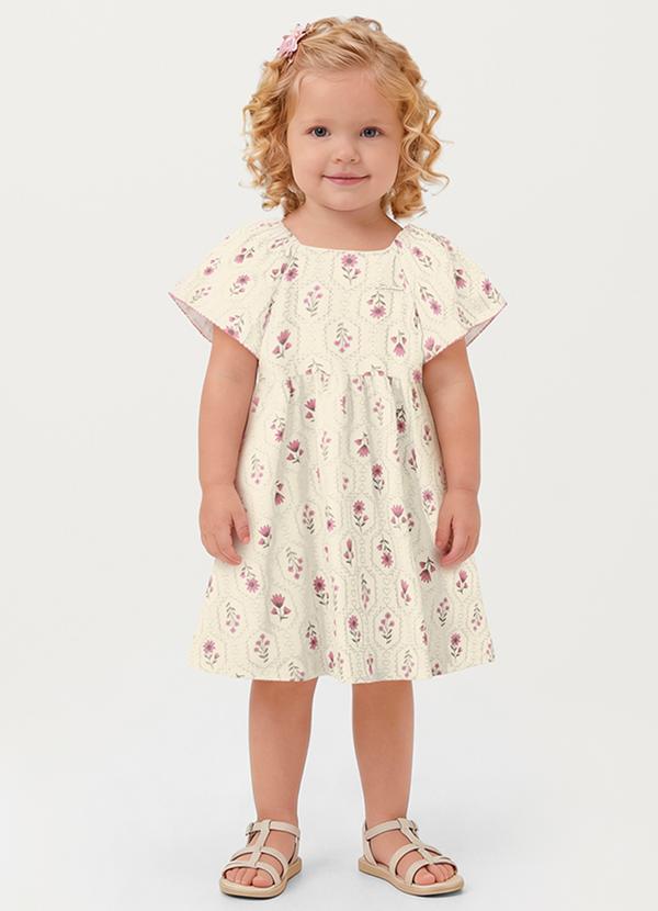 Vestido Rodado Acinturado Floral Off White