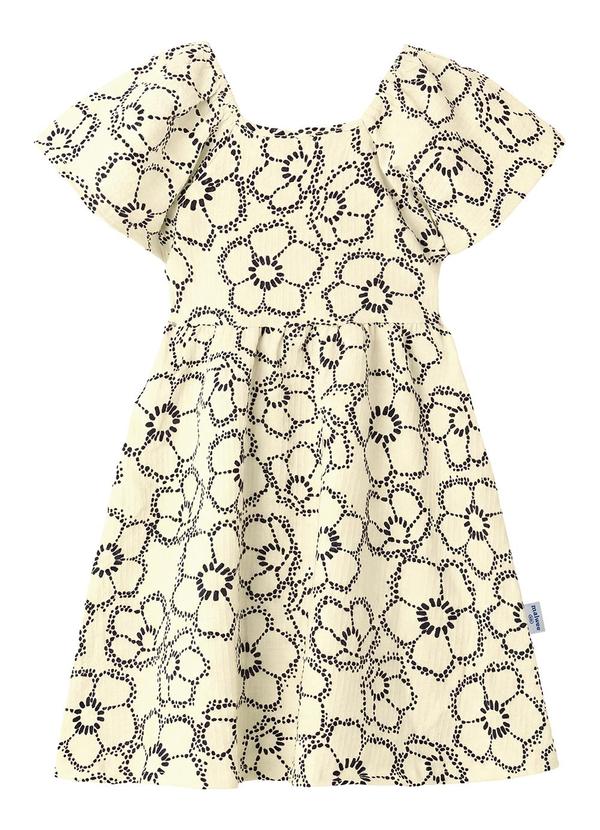Vestido Rodado Acinturado Floral Off White