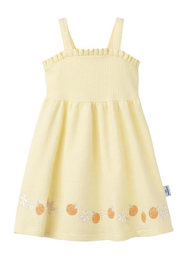 Vestido Rodado Acinturado Flores & Amarelo Claro