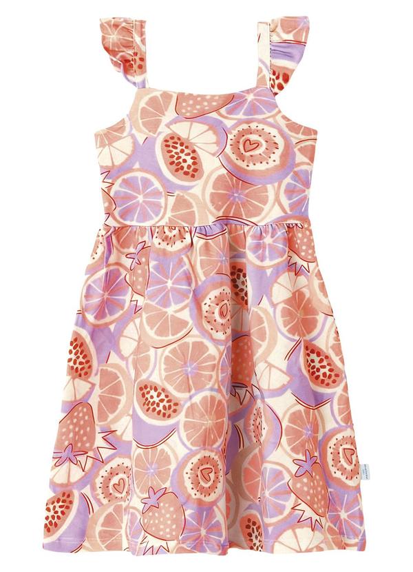 Vestido Rodado Acinturado Frutado Lilás