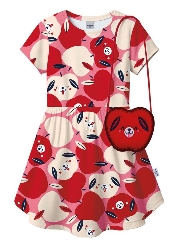 Vestido Rodado Maçãs Vermelho