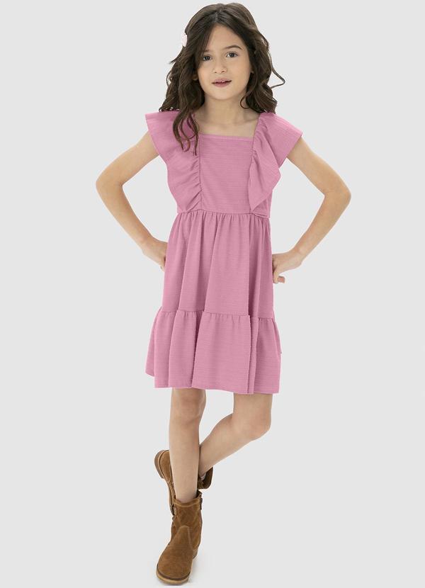 Vista 2 Vestido Rosa Antigo Curto Marias em Malha Malwee Kids Malwee Kids