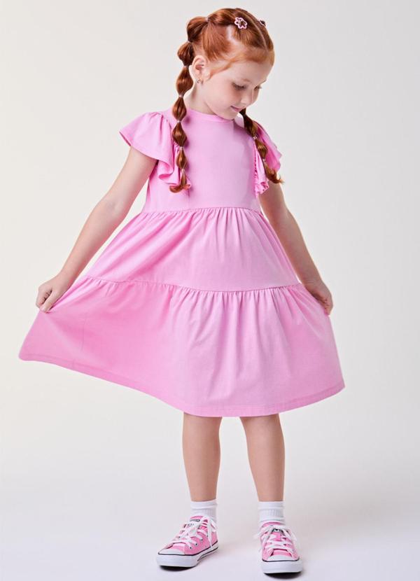 Vista 2 Vestido Rosa com Babados Rosa Bimbi Bimbi