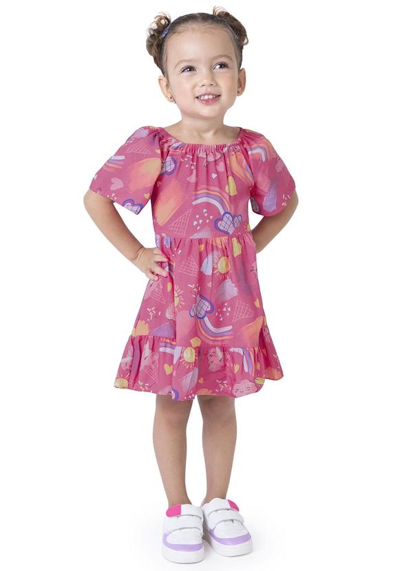 Vista 2 Vestido Rosa Escuro Arco-Íris Marias Malwee Kids Malwee Kids