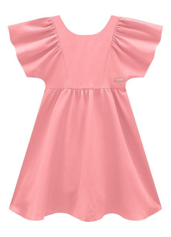 Vista 2 Vestido Rosa Godê em Crepe Carinhoso Carinhoso