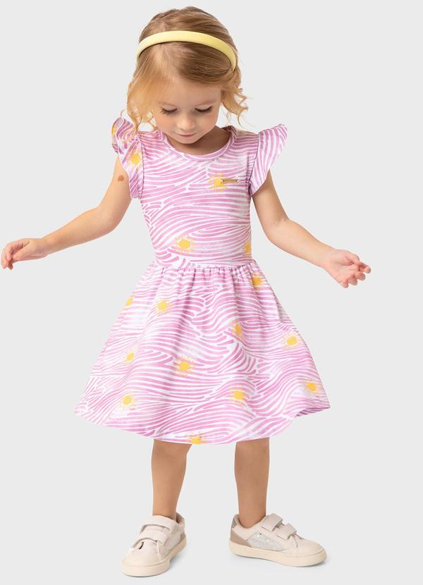 Vista 2 Vestido Rosa Godê Sol com Metalizado Carinhoso Carinhoso
