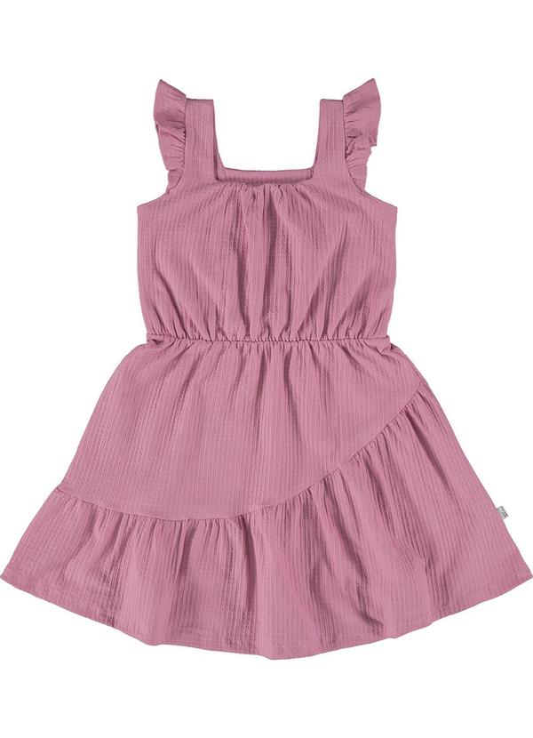 Vista 2 Vestido Rosa Godê Texturizada Malwee Kids Malwee Kids