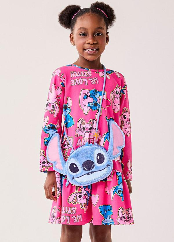 Vestido Rosa Manga Longa do Stitch Disney Rosa