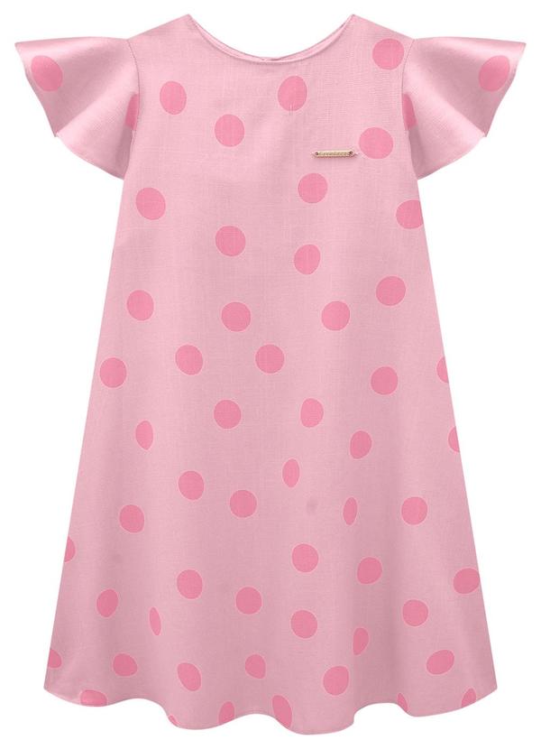 Vista 2 Vestido Rosa Mídi Amplo Poá Menina Carinhoso Carinhoso