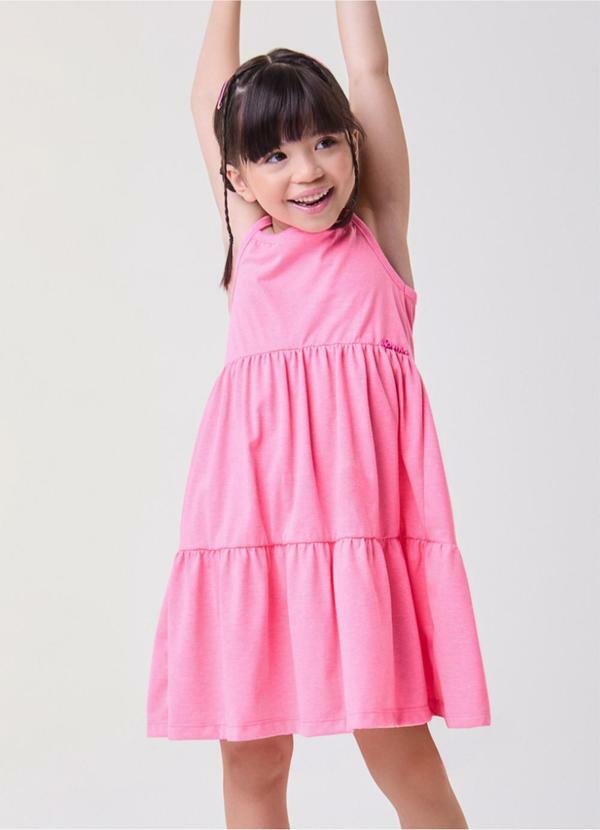 Vista 2 Vestido Rosa Neon com Alças Rosa Bimbi Bimbi