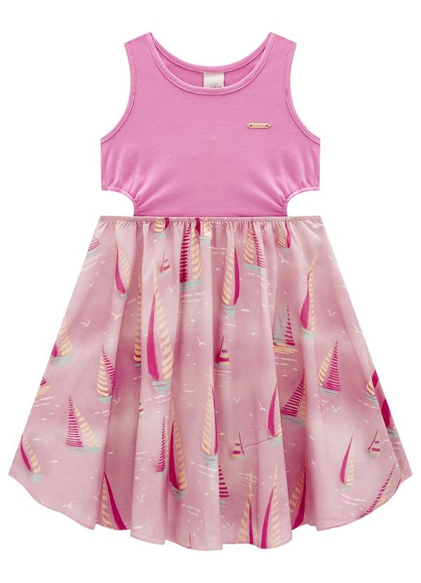 Vista 2 Vestido Rosa Veleiros com Vazado Carinhoso Carinhoso