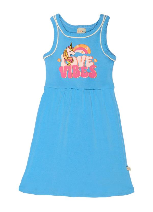 Vista 2 Vestido sem Manga Azul Tink Bink Tink Bink