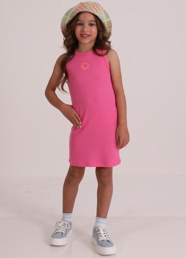 Vista 2 Vestido sem Manga Midi Rosa Tink Bink Tink Bink