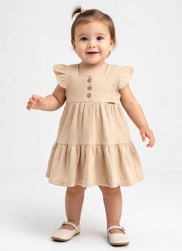 Vestido Tecido Crepe Bege