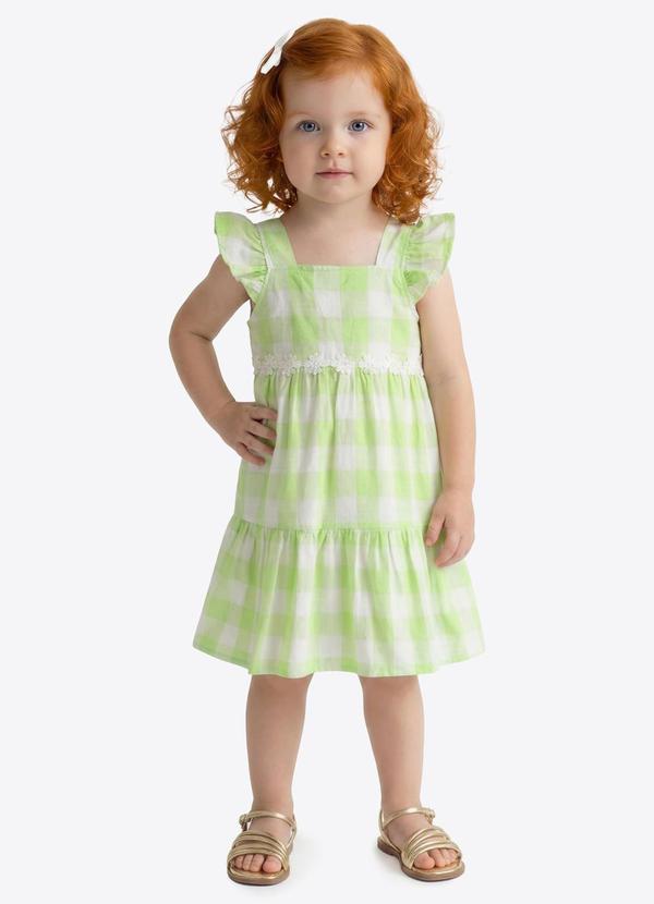 Vestido Tecido Fio Tinto e Meia Malha Verde