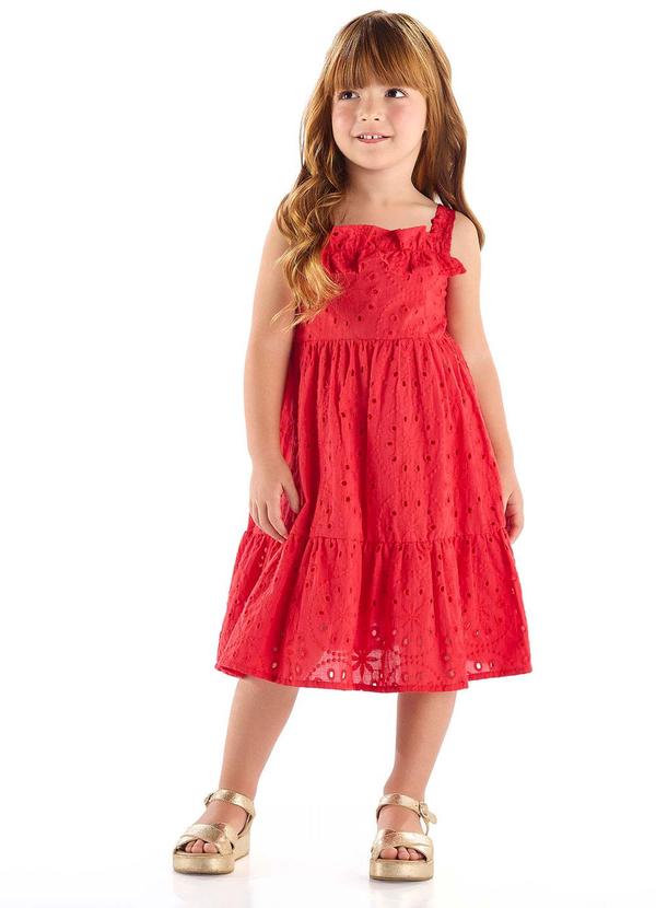 Vestido Tecido Laise Forrado Vermelho