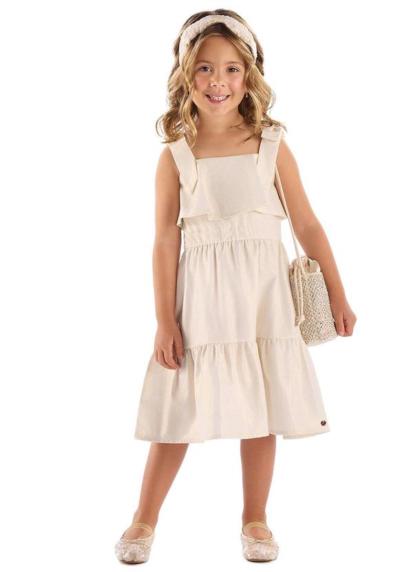 Vestido Tecido Linho Foil Branco