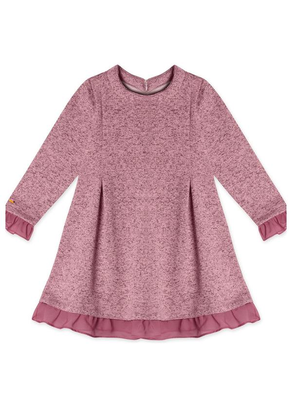 Vestido Tricot Manga Longa Infantil Rosa
