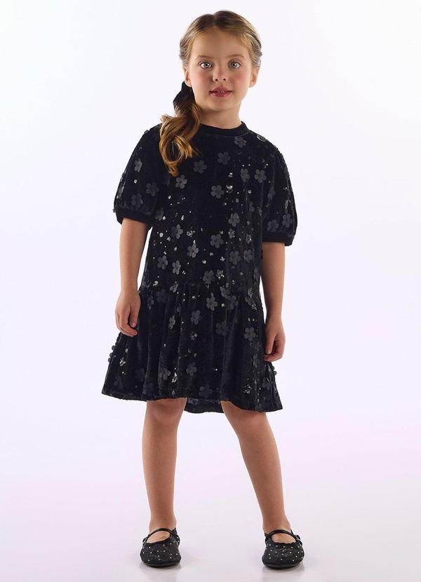 Vestido Veludo Bordado Forro Preto
