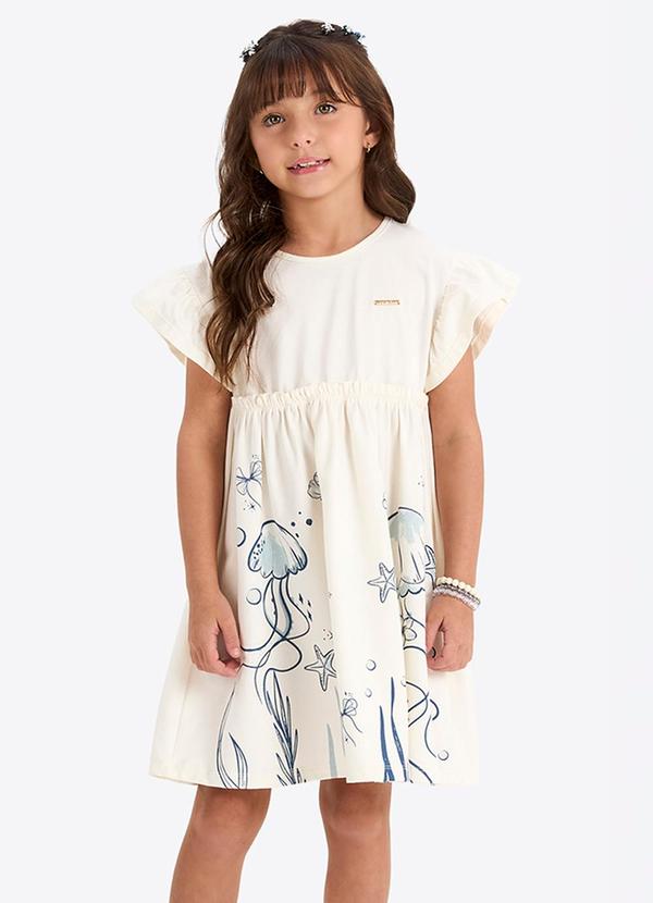 Vestido Verão Menina com Glitter Bege
