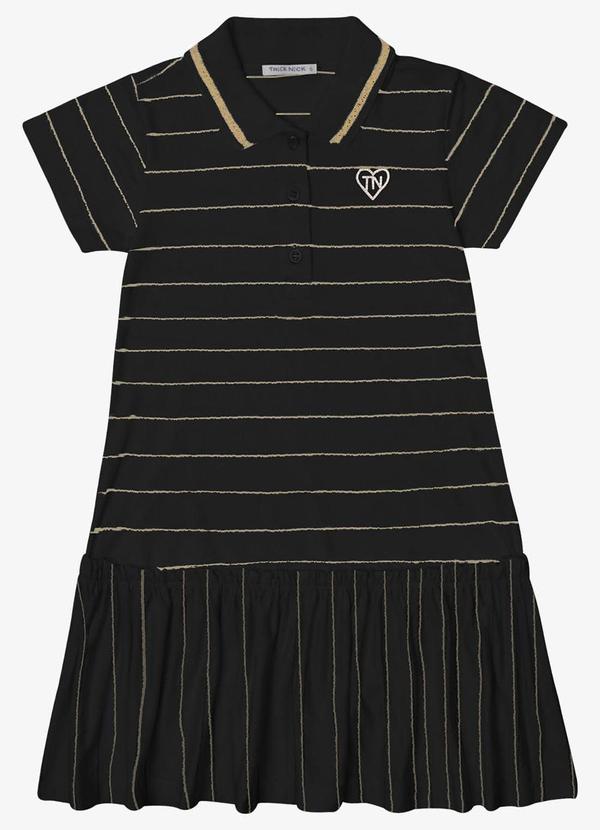 Vestido Verão Menina com Gola Polo Preto