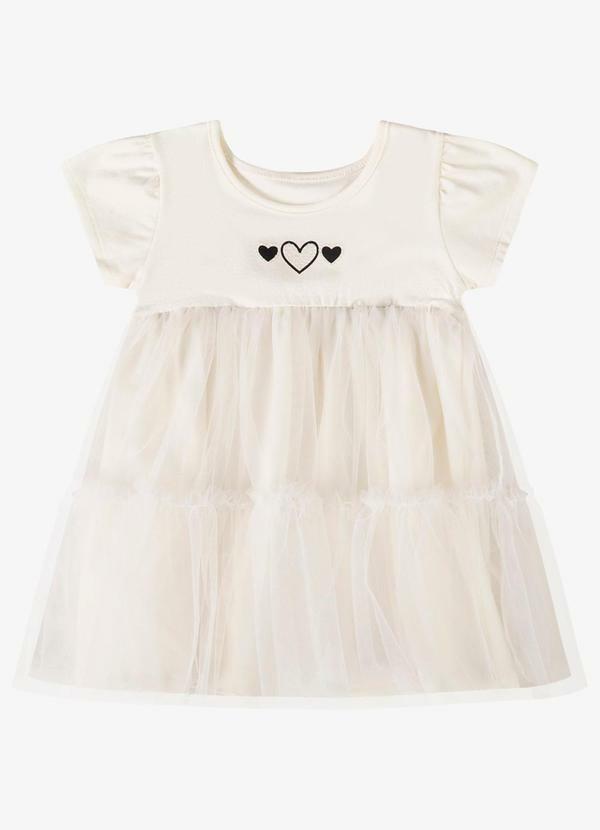 Vestido Verão Menina Estampa com Strass Bege
