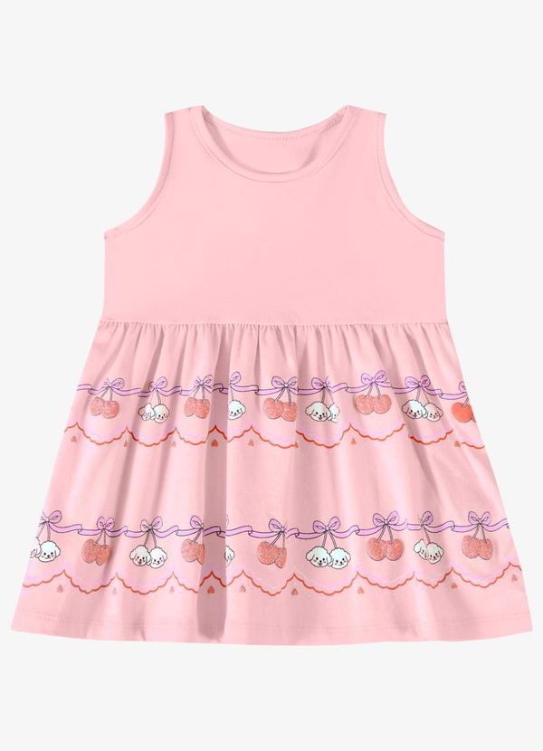 Vestido Verão Menina Estampa Glitter Rosa