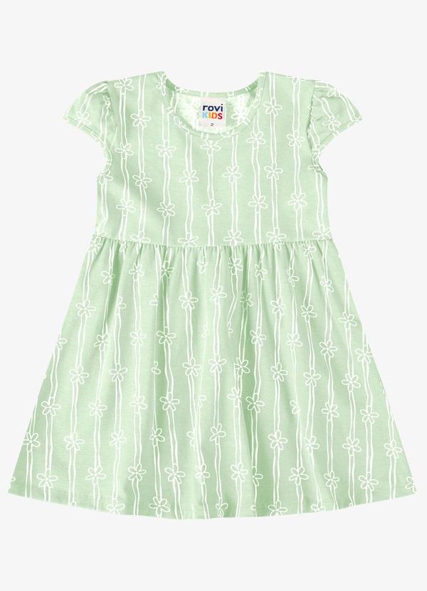 Vestido Verão Menina Estampa Rotativa Verde