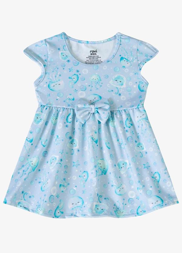 Vestido Verão Menina Laço Decorativo Azul