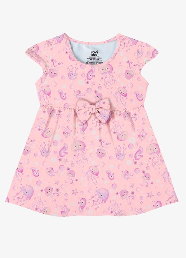 Vestido Verão Menina Laço Decorativo Rosa