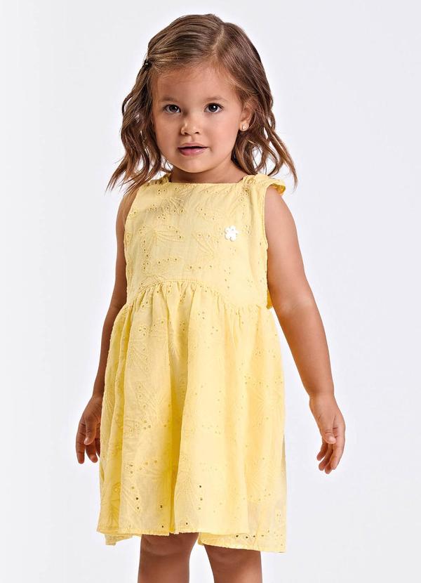 Vestido Verão Menina Midi com Plaquinha Amarelo